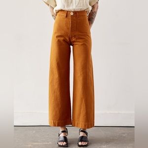 Jesse Kamm High Waisted Wide Leg Sailor Pants in Clay Brown Women's 10